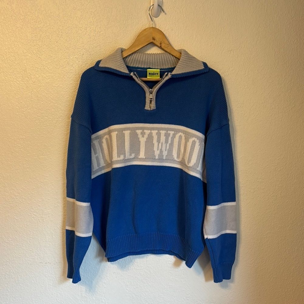 Neoity Collared Knit Hollywood Sweater Free Size